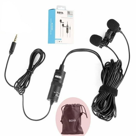 BOYA BY-M1DM Dual Lavalier Universal Microphone with a Single 1/8 Stereo Connector for Smartphones DSLR Camears (Best Dslr Camera Microphone)