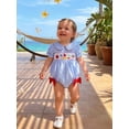 thumbnail image 4 of BemeyourBBs Newborn Baby Girl Back to School Outfit Pre Kindergarten Outfit Plaid Bubble Romper Cute Infant Baby Girl Summer Clothes Letter Book Apple Pencil Embroidery Doll Collar Bodysuit Jumpsuit, 4 of 9