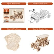 ROKR 3D Wooden Puzzle Vintage Car 1:15 Scale Exquisite Wood Craft Kit Gift for Adults Desk Toys Gift for Boys/Girls