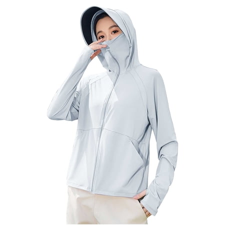 Kaemgyyd Women s Sun Protection Hoodie Lightweight UPF 50+ Long Sleeve Outdoor Fishing Hiking Sun Shirt with Mask