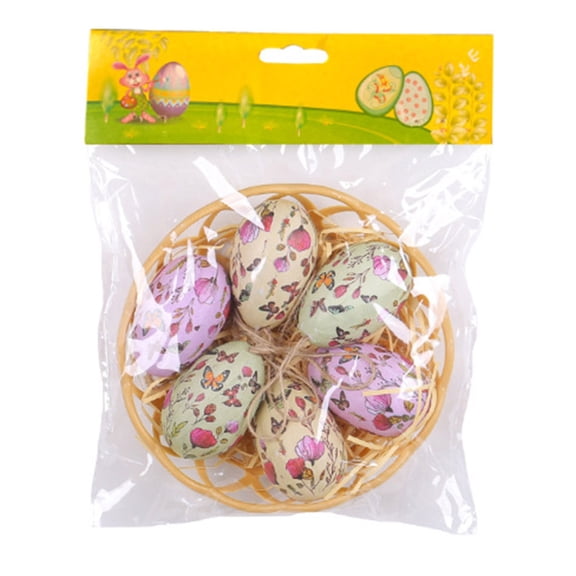 JHEHF 6PCS Easter Hanging Eggs Decorations Easter Egg Ornaments Wall Decor Holiday Ornament Colorful for Spring Farmhouse Tree Ornaments Basket Filler