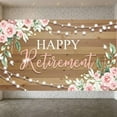 thumbnail image 6 of Floral Theme Retirement Banner Pink Happy Retirement Banner String Lights Wood Background Party Banner for Retirement Party Office Celebration Photo Shoot, 6 of 8