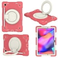 thumbnail image 3 of ELEHOLD Military Grade Shockproof Case For Samsung Galaxy Tab A8 10.5 (2022), Heavy Duty Protection Ring Stand Cover, Adjustable Angel, Detachable Shoulder Strap, Pencil Holder, Begonia Red, 3 of 11