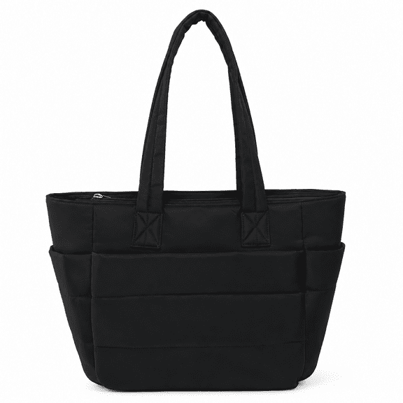 Quilted Puffer Tote Bag for Women, Large 20L Shoulder Bag with Multi Pockets, Lightweight Work Travel School Handbag