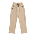 thumbnail image 3 of Men's Casual Pants Drawstring Elastic Waist Chino Pants Straight Leg Slacks Cotton Twill Trousers with Pockets,twill chino pants Khaki L, 3 of 7