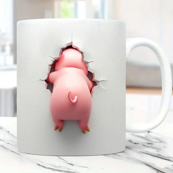 A 3D Pig Design Ceramic Coffee Mug 11 Oz Decorative Porcelain Mug Christmas Thanksgiving Office Birthdays Christmas Themed Drink Mug Hot And Cold Drinks