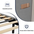 thumbnail image 3 of Luxurious queen marco de cama in light gray velvet con wingback cabecero, de madera slat support & fácil montaje, 3 of 7