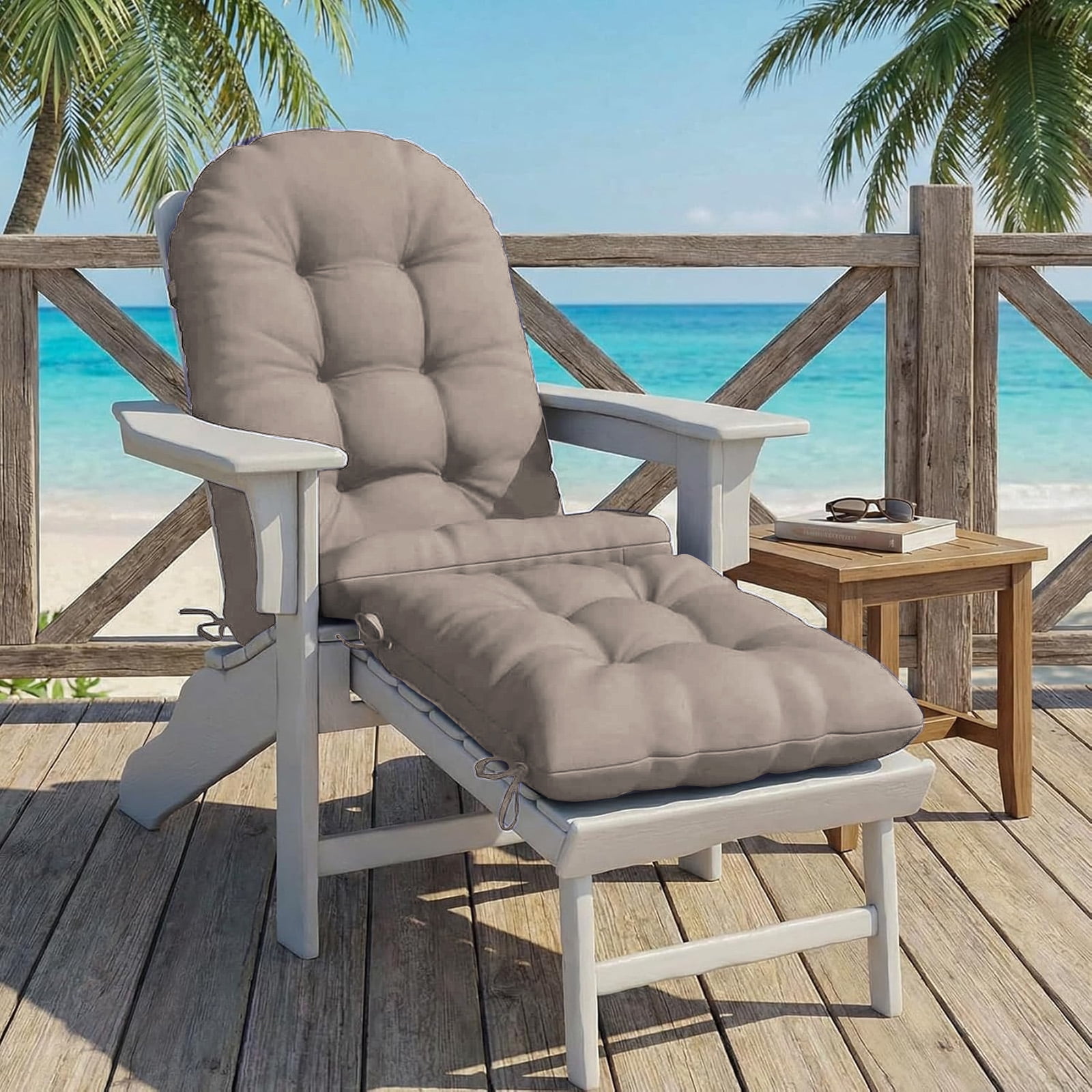 HONEY HOME Outdoor Adirondack Chair Cushions, 44x19x4 inch Waterproof Rocking Chair Cushion and 17x19 Ottoman Cushion for Patio, Garden