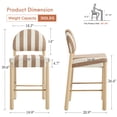 thumbnail image 3 of Zesthouse Upholstered Linen Bar Stools Set of 2, 26" Modern Counter Height Barstools with Arched Back & Solid Wood Legs, Farmhouse Wooden Kitchen Island Chairs, Brown and White Striped, 3 of 11