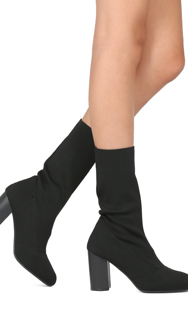 mid heel sock boots