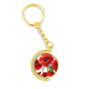 thumbnail image 1 of Flores de pétalos de amapola roja pintura fruta Anillo de oro de metal llavero llavero, 1 of 3