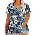 thumbnail image 4 of Txenfivo Women Plus Size Tops Tie Dye V Neck Shirt Floral Camo Summer Short Sleeve Plus Size Tops for Womens Casual T Shirts Oversized Ladies Blouse XL-5XL, 4 of 5