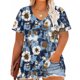 thumbnail image 4 of Camiseta de Base de Impresión de Manga Corta con Cuello en V para las Mujeres, Más Tamaño Estante de Imitación Casual Superior, 4 of 9