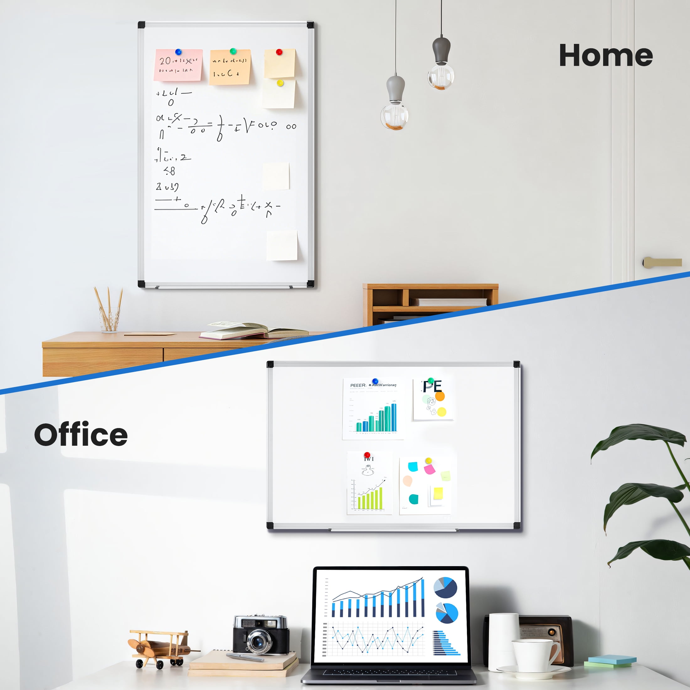 EDX Magnetic Dry Erase Board, 36 x 24 inches Whiteboards, Two Mounting Options, Silver Aluminium Frame with Removable Pen Tray