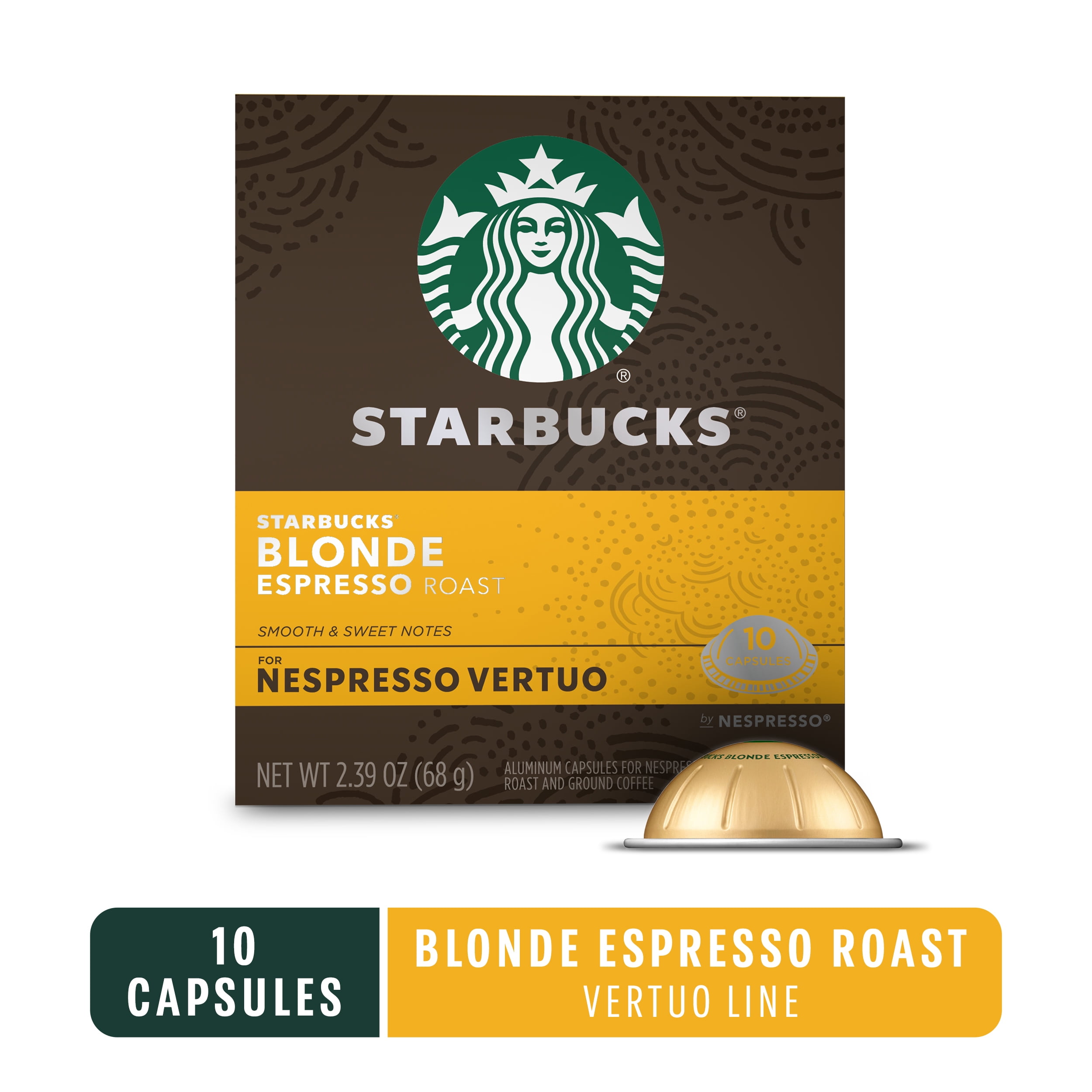 Starbucks Blonde Espresso Light Roast for Nespresso Vertuo Capsules, 10 Box Walmart.com
