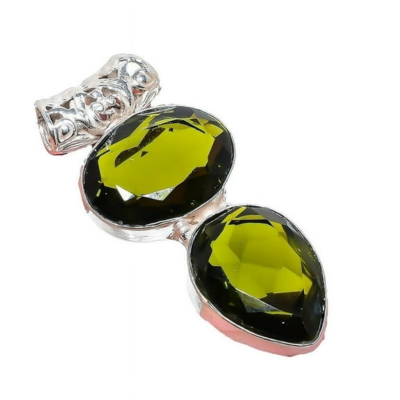 Peridot Gemstone Handmade 925 Sterling Silver Jewelry Pendant 2.17" AH-919