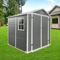 thumbnail image 3 of 6ft x 6ft Plastic Outdoor Storage with Floor and Lockable Door Plastic Garden Shed for Backyard, Lawn, Gray, 3 of 7