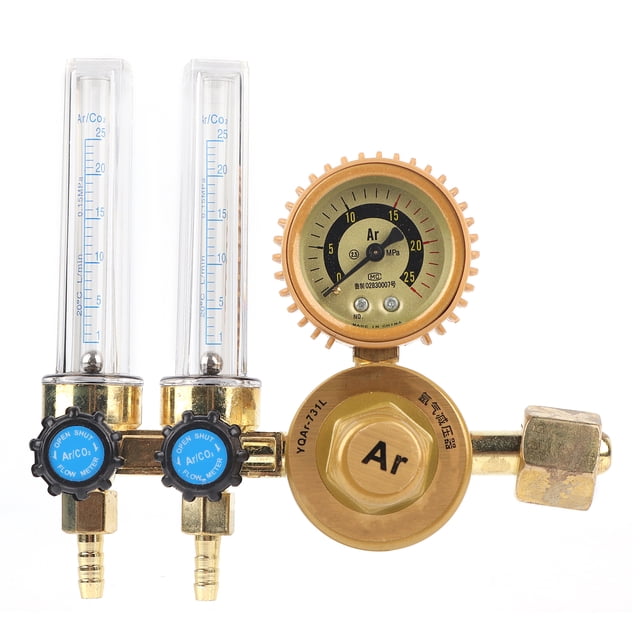 Regulador reductor de presión de gas argón de 0,25 MPa, medidor de doble calibre, accesorio de soldadura