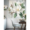 thumbnail image 3 of White Floral Semi Sheer Window Curtains 63 Inches Long, Botanical Magnolia Flower Leaves Butterfly Rod Pocket Voile Silky Chiffon Curtain Light Filtering Drapes for Living Room, 52"x63", 2 Panels, 3 of 9