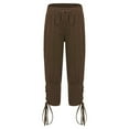 thumbnail image 2 of TiaoBug Boys Viking Pirate Pants Medieval Lace Up Ankle Banded Trousers Kids Halloween Fancy Dress Up Coffee 130/135, 2 of 5