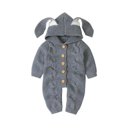 

ZHUASHUM Baby Girl Boy Winter Warm Coat Knit Outwear Hooded Jumpsuit