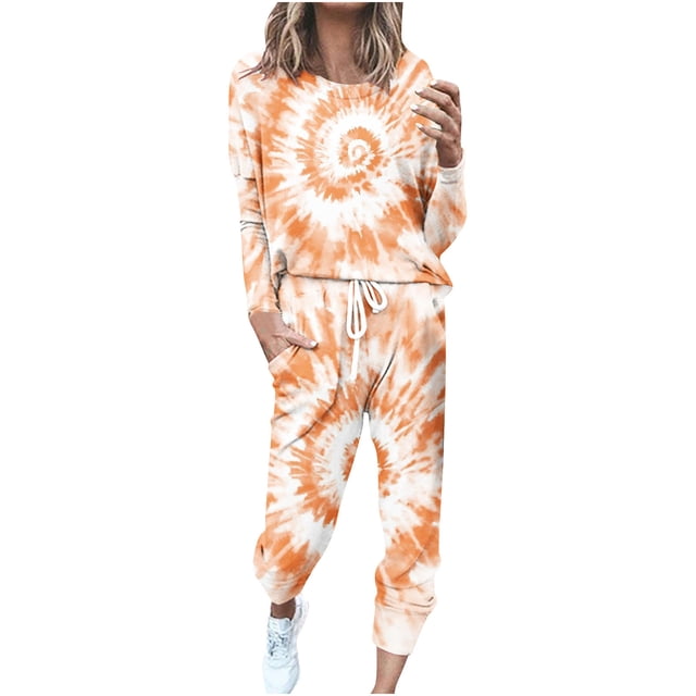 Bowake Ensemble de Détente 2 Pcs pour Femmes Tenues Automne 2023 Hauts à Manches Longues Col Rond Pantalons de Survêtement Amples Ensembles de Pyjamas Décontractés