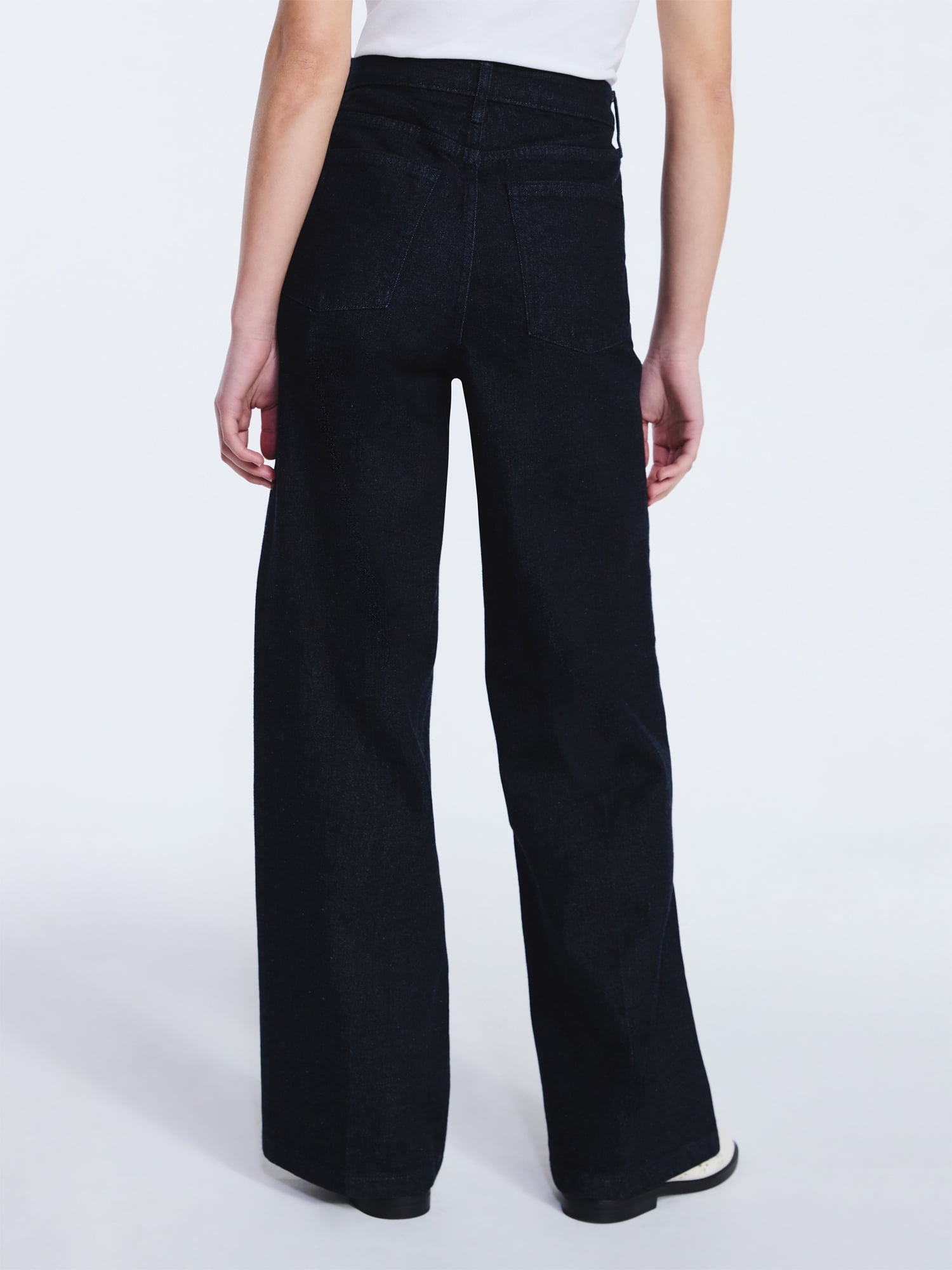 Free Assembly Women's High Rise Relaxed Wide Leg Jeans with Front Crease, Sizes 0-20