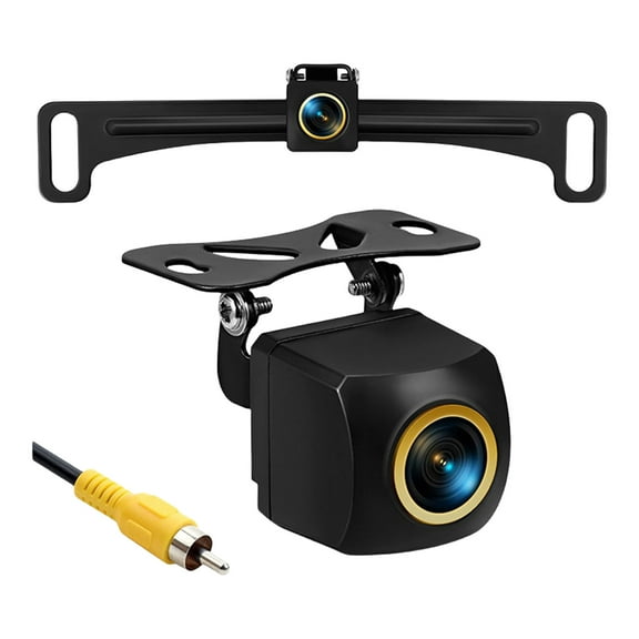 Backup Camera,IP68 Waterproof 170° Wide Rear View Camera Backup Assist Grids Lines for US License Plates Holder