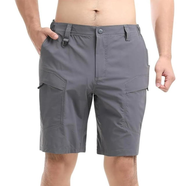Shorts Cargo pour Hommes Taille Extensible sous le Genou Short pour Hommes Shorts Cargo Extensibles pour Hommes avec Multiples Poches Taille Élastique Légère Shorts d'Été Décontractés de Randonnée Pêche Travail