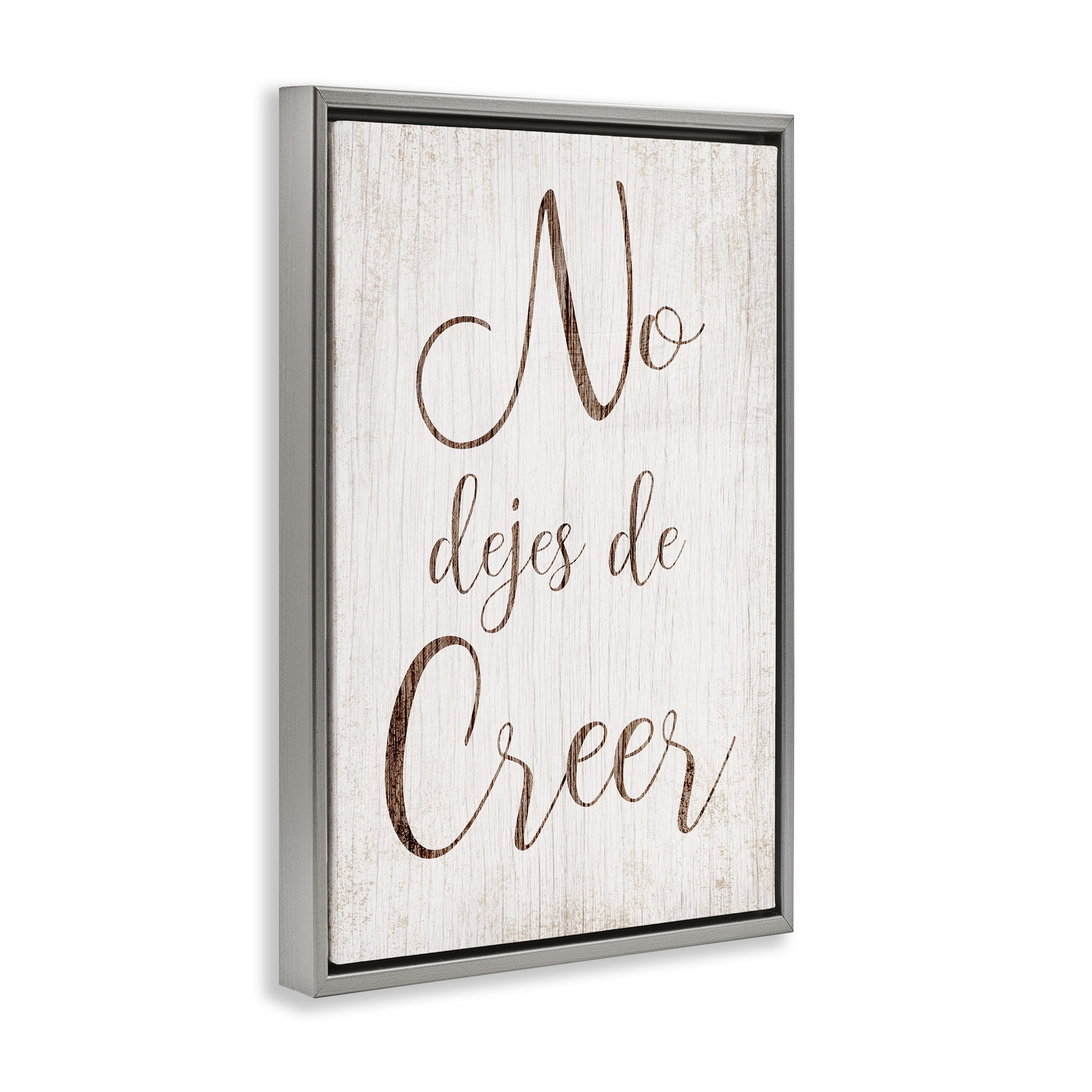 Stupell Industries No Dejes de Creer Holiday Painting Gray Floater Framed Art Print Wall Art, 17 x 25