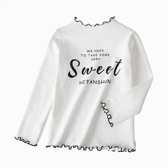 Ccpelsie Little/Big Girls Fall Winter Long Sleeve Athletic Shirts Crew Neck T-Shirts for Kids Tops White,11-12 Years