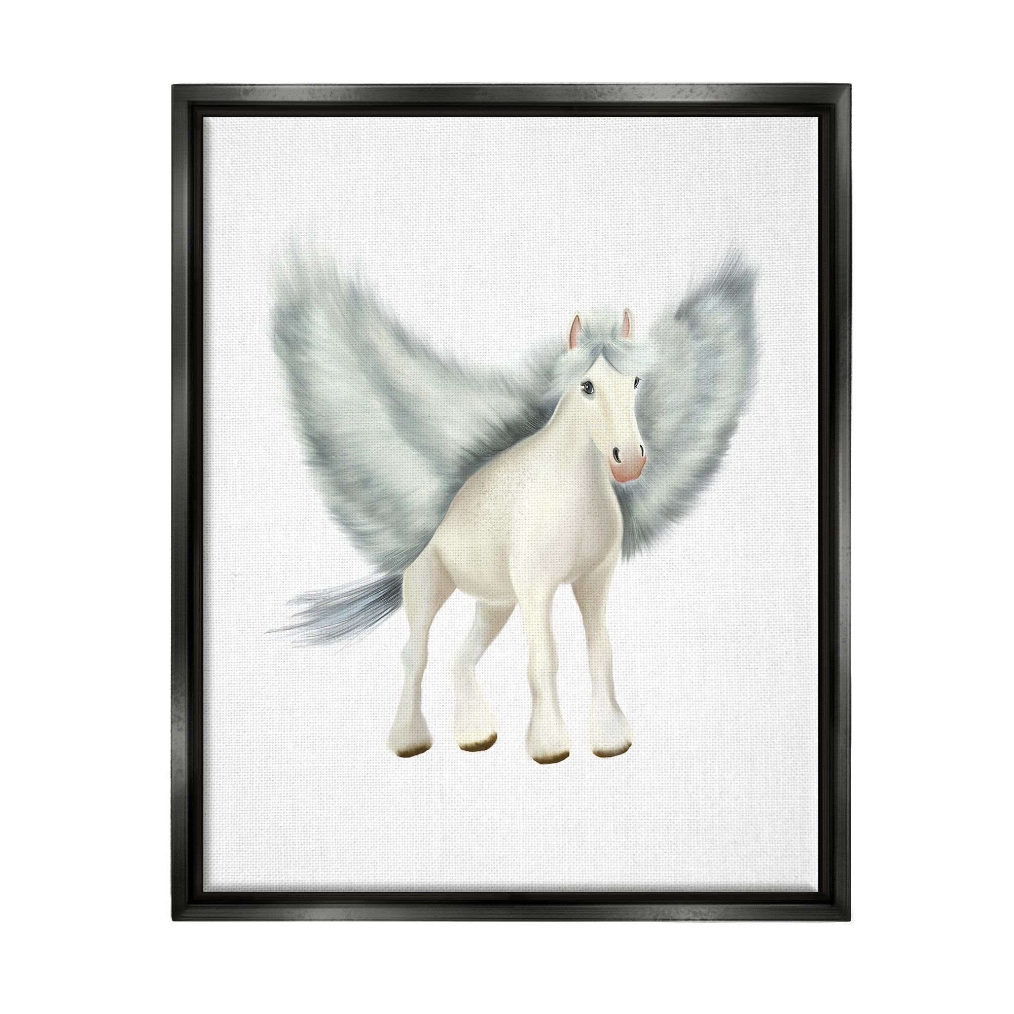 Stupell Industries Mythical Pegasus Creature Flying Horse Fantasy Painting Painting Metallic Gold Floating Framed Canvas Print Wall Art, Design by Studio Q