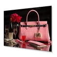 thumbnail image 2 of Designart "Pink Stylish Bag & Champagne V" Fashion Metal Wall Art Prints, 2 of 5