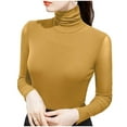 thumbnail image 3 of aidice Women Turtleneck Tops Mesh Long Sleeve Shirt Plain Blouse Slim Fitted Stretch Basic Layer Undershirt, 3 of 7