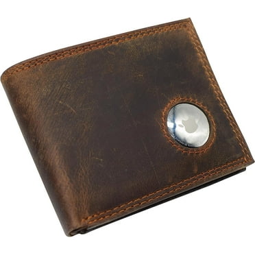 CAZORO AirTag Wallet Men's Vintage Leather Classic Bifold RFID Blocking Wallet for Men with AirTag Holder Brown