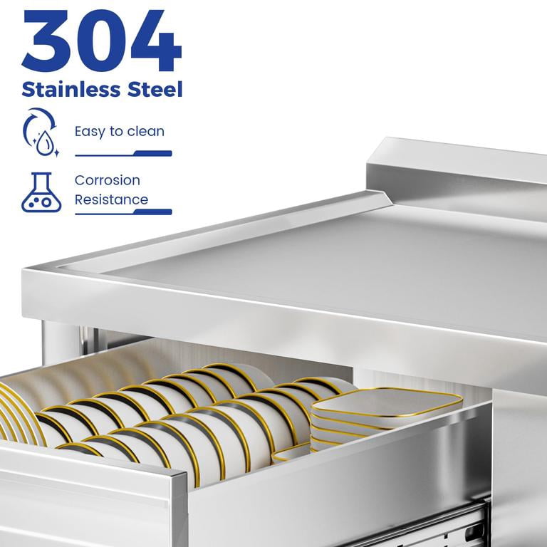 Dapmiu 39.37" Freestanding Stainless Steel Utility Sink with Drawer & Bottom Shelf, Commercial Kitchen Sink with Faucet