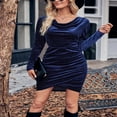 thumbnail image 4 of Robe de Soirée en Velours à Manches Longues Automne Hiver pour Femmes, 4 of 7