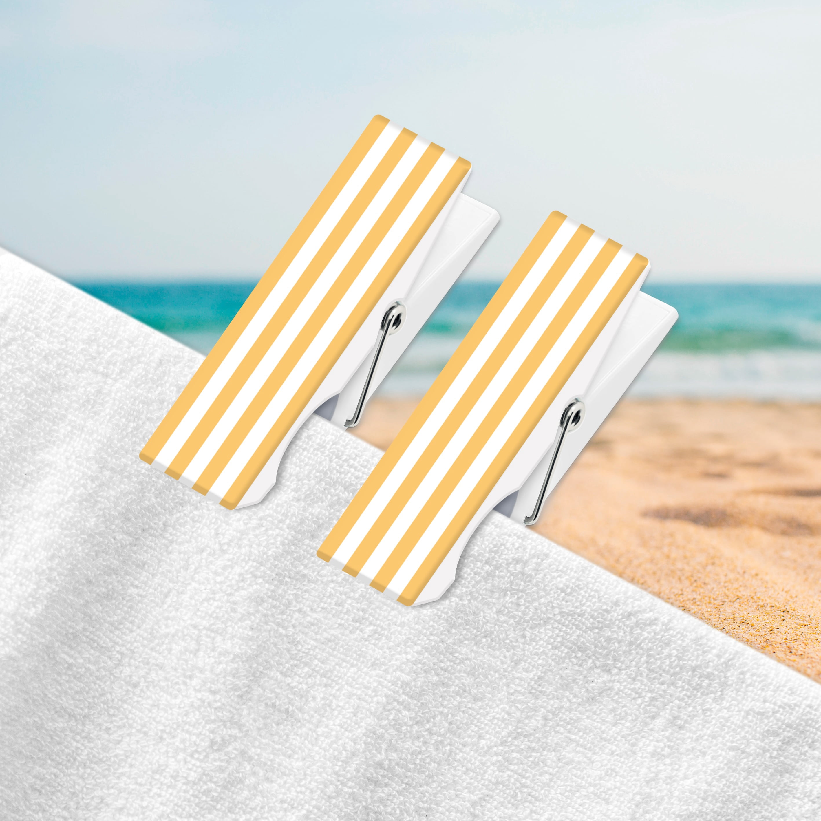 Mainstays Yellow Stripe Beach Towel Clips