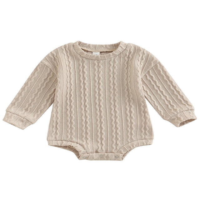 Barboteuse pour Bébé Manches Longues Justaucorps Tricoté Automne Hiver Hauts Chauds