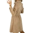 thumbnail image 3 of Avamo Womens Turn Down Collar V Neck Button Down Dress Empire Waist Casual Midi Dress Autumn Corduroy Shirt Dress, 3 of 3
