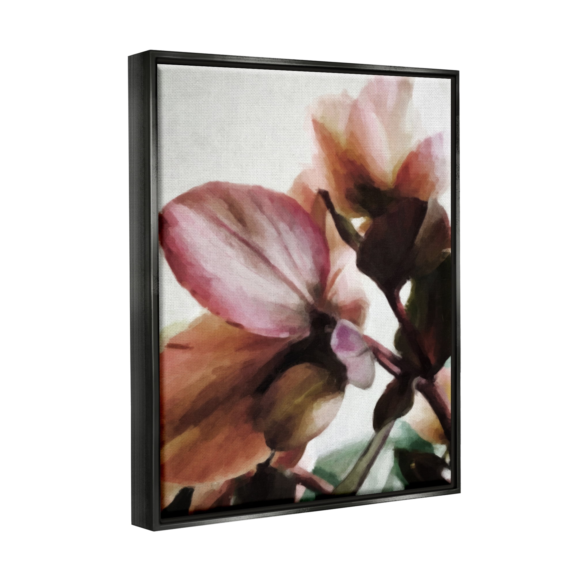 Stupell Industries Abstract Pink Petals Botanical & Floral Painting Black Floater Framed Art Print Wall Art, 17 x 21