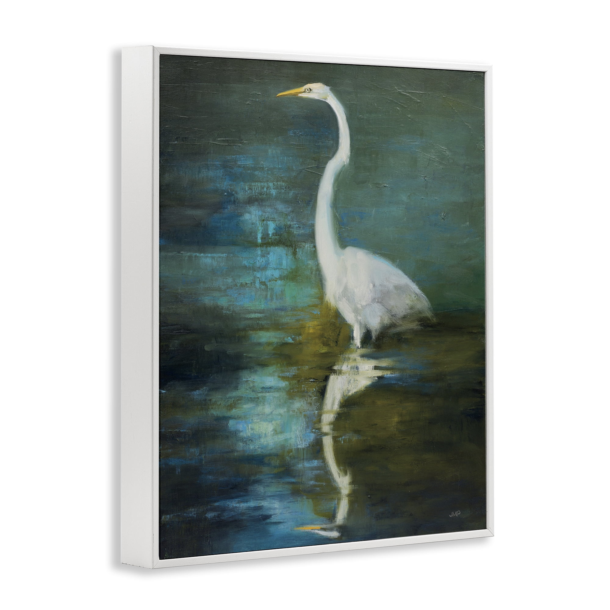 Stupell Industries Nautical Bird Lake Reflection Animals & Insects Painting White Framed Art Print Wall Art, 24 x 30