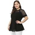 thumbnail image 4 of BluTop De Encaje Con Cuello Redondo TalGrande PaMujer Negro 1X, 4 of 7