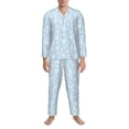 thumbnail image 3 of Salouo Cute Bunny Print Button-Front Long Sleeve Pajama Set for Men, Soft 2Pjs Men's Long Sleeve Sleepwear-XX-Large, 3 of 7