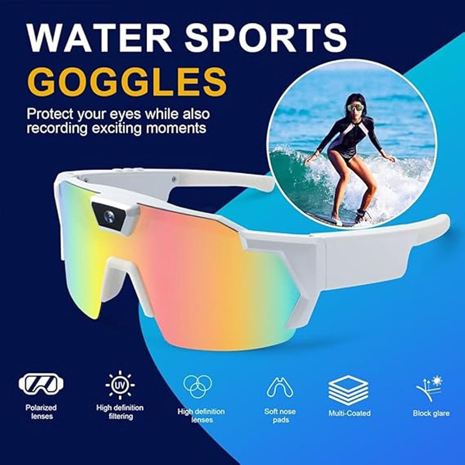 4K HD Video Camera Baseball Glasses with Camera POV Pro Sports Glasses Recording Action Cameras Sunglasses 2026 Upgrade Smart Video Recording Glasses for Action Sports with Memory (Black B)