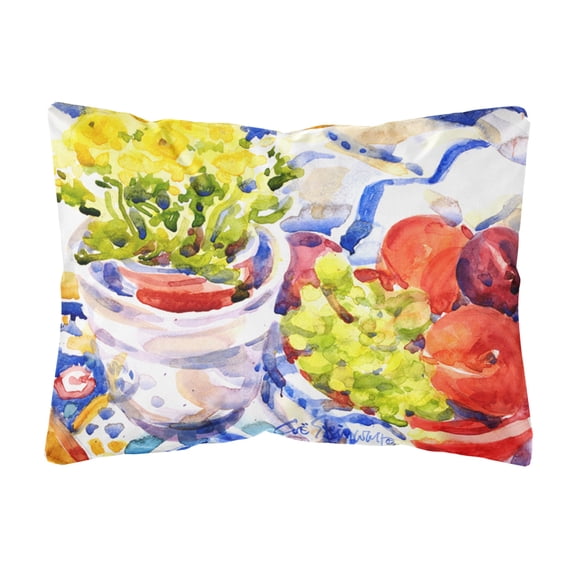 Carolines Treasures 6037PW1216 Apples Plums and Grapes with Flowers Decorative Canvas Fabric Pillow 12H x16W