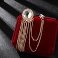 thumbnail image 4 of rygai Badge Pin Sparkling Chain Electroplating Ornamental Vintage Dress Up Colorfast Men Suit Tassel Lapel Pin Jewelry Gift,Blue, 4 of 8