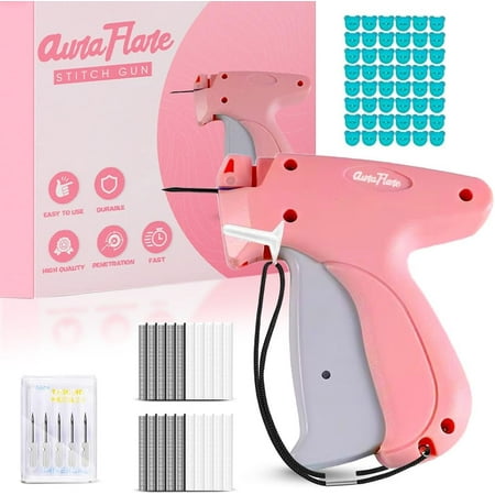 Stitch Gun for Clothes - Handheld Stitch Tag Gun Quick Clothing Fixer - Tagging Gun - Include 5 Replacement Needles, 100 Bear Buttons, 1000 Black & 1000 White Fasteners(Pink)