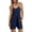 Dark Blue #002, variant on Summer Rompers for Women Spaghetti Strap Shorts Casual Sleeveless Vacation Shorts Rompers with Pockets, S