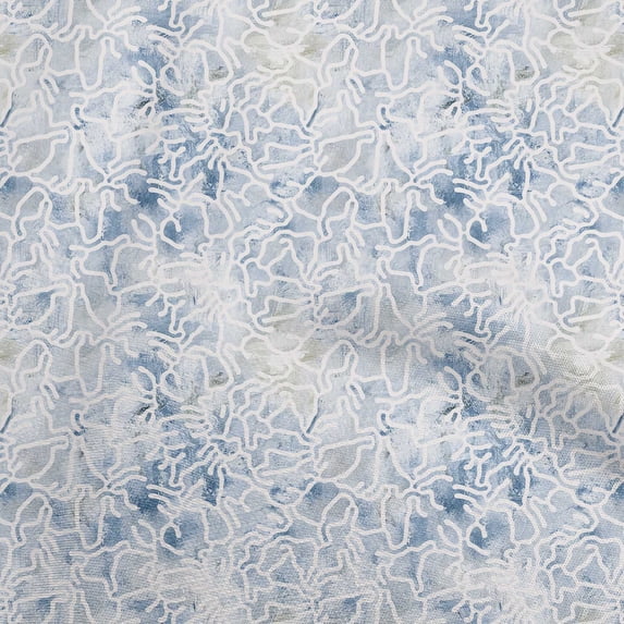 oneOone Georgette Viscose Medium Blue Fabric Abstract Line Drawing Floral Sewing Craft Projects Fabric Prints By Yard 42 Inch Wide